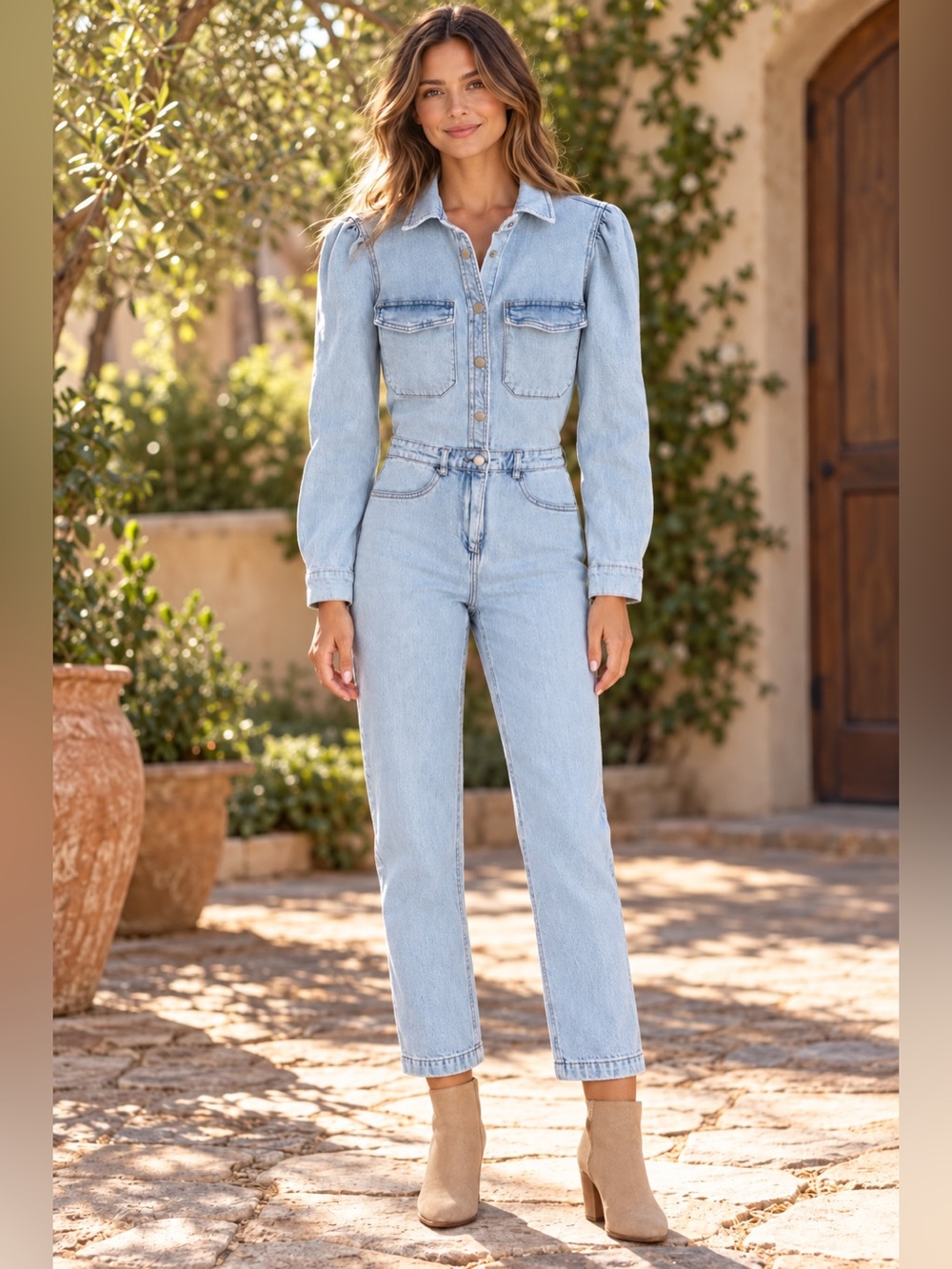 DL1961 Freja Denim Utility Jumpsuit Powder Light Wash, Straight Leg, Anthro, XS